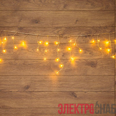 Гирлянда светодиодная "Айсикл" (бахрома) 1.8х0.5м 48LED тепл. бел. 4.1Вт 230В IP20 провод прозр. Neon-Night 255-016