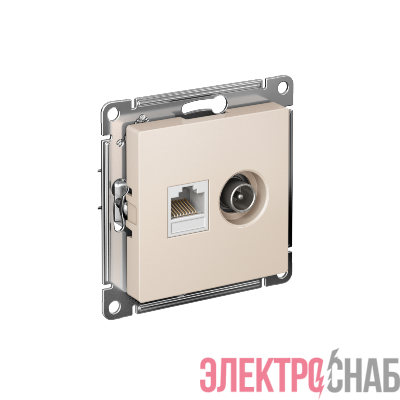 Розетка компьютерная + телевизионная 2-м СП AtlasDesign RJ45 кат.5E + TV механизм беж. SE ATN000289