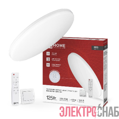 Светильник светодиодный NEO SIMPLE-125RC-WH 125Вт 3000-6500К 10000лм 230В 460х67мм с пультом ДУ бел. IN HOME 4690612060927