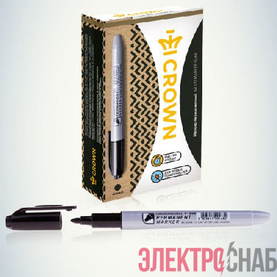 Маркер перманентный "Multi Marker Slim" 2мм пулевидный черн. Crown Б0048243