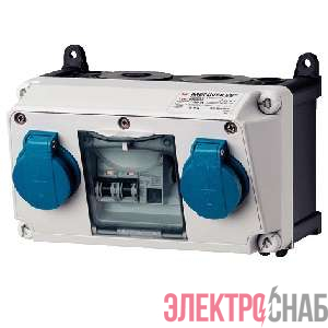 Комбинация розеток AMAXX 2хSCHUKO16А 230В с защитой 225х130х175мм IP44 черн./сер. Mennekes 910001