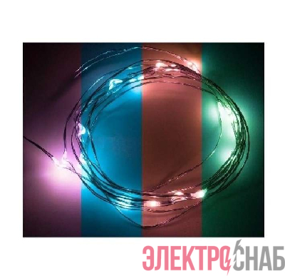 Гирлянда "Роса" 2м 20LED RGB 5Вт 4.5В IP20 прозр. провод (2хCR2032 в комплекте) NEON-NIGHT 303-009