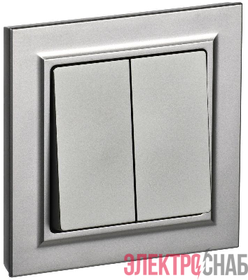 Выключатель 2-кл. СП BRITE ВСР10-2-0-БрС 10А в сборе сталь IEK BR-V20-0-10-K46-F
