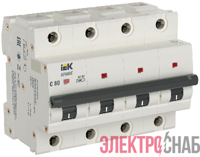 Выключатель автоматический модульный 4п C 80А M10H ARMAT IEK AR-M10H-4-C080