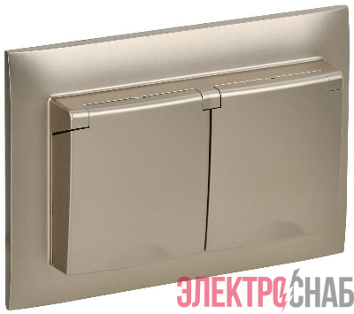 Розетка 2-м SKANDY 16А IP44 с крышкой в сборе SK-R12Sh шампань IEK SK-R26-16-44-K37-F