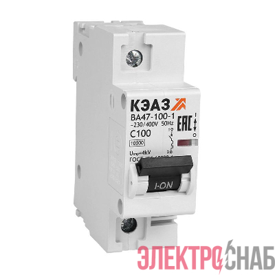 Выключатель автоматический модульный 1п B 25А 10кА ВА47-100-1B25-УХЛ3 КЭАЗ 318687