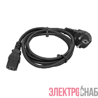 Кабель питания TERACOM для ИБП ПК и мониторов C13 - евровилка сеч. 3х0.75кв.мм 250В 2.0м EKF TRC-PCA-C13-SH-0.75-2M