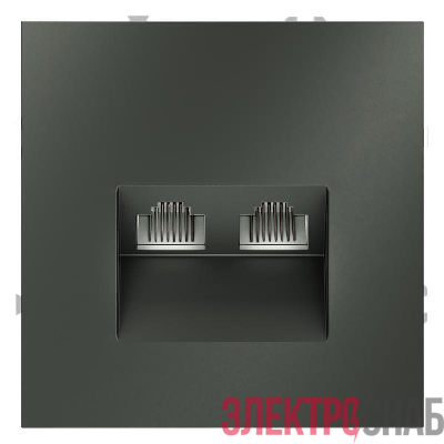 Розетка компьютерная 2-м СП S70 RJ45 + RJ45 кат.6 механизм титан Voltum VLS060206