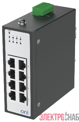 Коммутатор промышленный неуправляемый ISU-430 Ethernet 8 портов 10/100BaseT разъем RJ45 24В AC/12/24/48В DC с резервированием ONI ISU-430-8FE0000000000