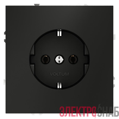Розетка 1-м СП S70 16А с заземл. механизм черн. матов. Voltum VLS040108