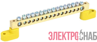 Шина PE "земля" ШНИ-8х12-16-У2-Ж на двух угловых изоляторах IEK YNN10-812-16C2-K05