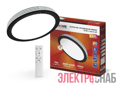 Светильник светодиодный COMFORT AFINA 75Вт 3000-6500К 6000лм 230В 490х90мм с пультом ДУ IN HOME 4690612035147
