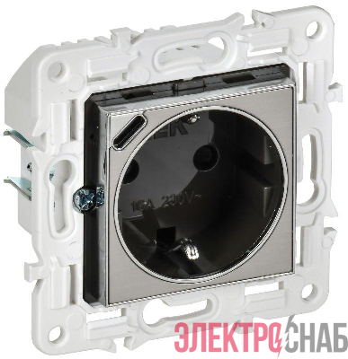Розетка SKANDY 18Вт 16А с заземл. защ. шторки с USB C SK-R17N никель IEK SK-R14-16-U14-018-K50