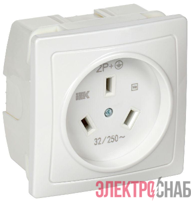 Розетка 1-м СП Рпл11-К 32А IP20 разборная для плиты с заземл. бел. IEK ERP11-032-K01