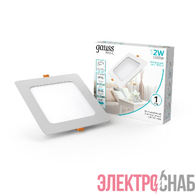 Светильник светодиодный Basic Downlight 12Вт 4000К IP20 1000лм 170-260В 145х26 квадрат бел. GAUSS 9031420212