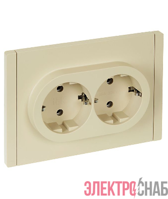 Розетка 2-м СП FORTE&PIANO FP424 16А с заземл. без защ. шторок безвинт. крепл. ваниль IEK FP-R21-16-1-K10