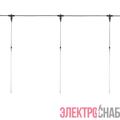 Гирлянда светодиодная "Тающие сосульки" 10шт х 50см шаг 100см 600LED тепл. бел. 24В провод каучук черн. соединяется Neon-Night 256-427