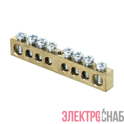 Шина PEN "ноль-земля" 6х9 8 отвер. латунь крепеж по центру PROxima EKF sn0-63-08