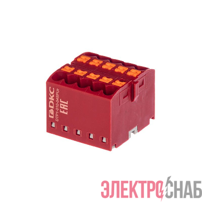Блок распределительный зажим push-in 10 точек подключения 25кв.мм красн. DKC DTP1-010-04SPUR