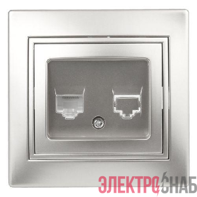 Розетка компьютерная 1-м СП Plano 1-303-03 RJ45 IP20 алюм. Intro Б0030086