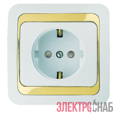 Розетка Mimoza с заземл. с защитой от детей с зол. вставкой Makel 12258