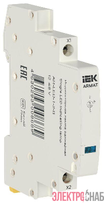 Лампа индикаторная одинарная LED 12-48В AC/DC голуб. ARMAT IEK AR-LED-1-2-B