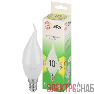 Лампа светодиодная GREEN LINE BXS-10W-830-E14 GL 10Вт свеча на ветру 3000К свет тепл. E14 Эра Б0067120