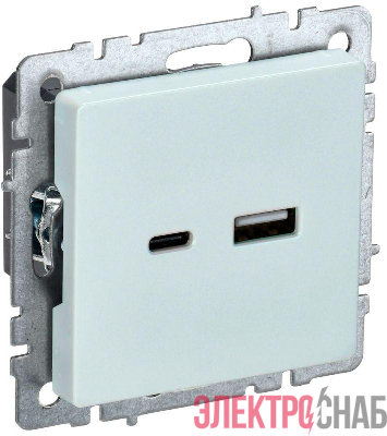 Розетка BRITE USB A+C 18Вт РЮ11-1-БрЖ механизм жемчуж. IEK BR-U22-018-K36