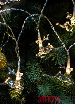 Гирлянда светодиодная "Олени" 5х4х0.5см 10LED акрил тепл. бел. КОСМОС KOC_GIR-B114