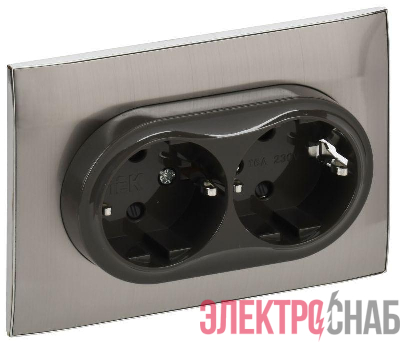 Розетка 2-м SKANDY 16А с заземл. защ. шторки в сборе SK-R07N никель IEK SK-R24-16-K50-F