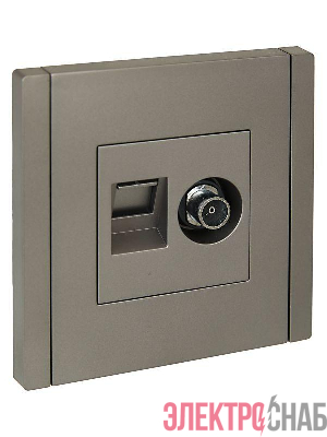 Розетка 2-м TV+RJ45 кат.5E FORTE&PIANO FP536 сталь IEK FP-AK20-1-K46