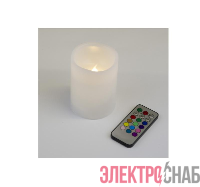 Фигура LED "Свеча" ULD-F052 RGB RC CANDLE на батарейках 2АА (не в/к). 7.5х10 см 1 светодиод. RGB свет пульт ДУ (в/к). Uniel UL-00007258