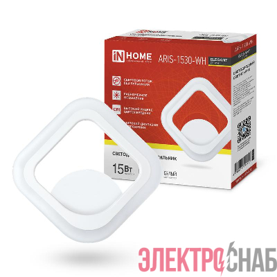 Светильник светодиодный ELEGANT ARIS-1530-WH 15Вт 3000К 1200лм 230В бел. IN HOME 4690612054407