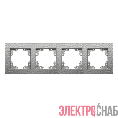 Рамка 4-м Афина фактурная универс. серебро Universal A10046-S