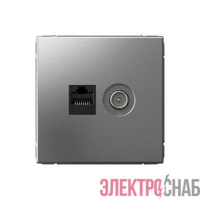 Розетка компьютерная + телевизионная 2-м ArtGallery RJ45 + TV кат.5E сталь SE GAL000989