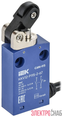 Выключатель концевой C6N-115 толк. с рыч. рол. лев. IP67 IEK KKV12-P115-2-67