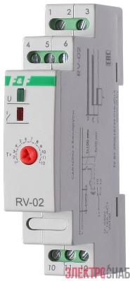 Реле времени RV-02 16А 1..120с 230В 1 перекл. IP20 задержка выключ. монтаж на DIN-рейке F&F EA02.001.008
