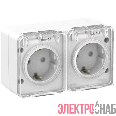 Розетка 2-м ОП AtlasDesign PROFI 16А IP54 заземл. защ. шторки бел. SE ATN540126