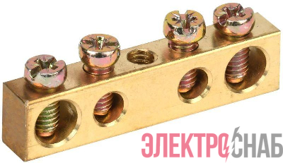 Шина PEN &quot;земля-ноль&quot; 6х9мм 4/1 (4группы/крепеж по центру) IEK YNN10-04-100