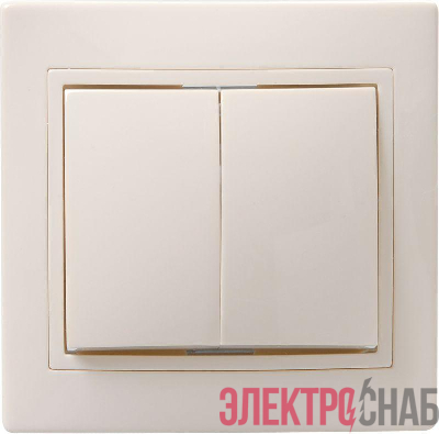 Выключатель 2-кл. 1п СП Кварта 10А IP20 ВС10-2-0-Км керамич. осн. крем. IEK EVK20-K33-10-K