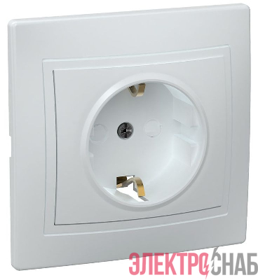 Розетка 1-м СП Кварта РСш10-3-КБ 16А IP20 с заземл. защ. шторки керамика бел. GENERICA ERK14-K01-16-K